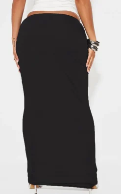 Shape Black Jersey Ruched V Waist Midaxi Skirt