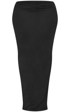 Shape Black Jersey Ruched V Waist Midaxi Skirt