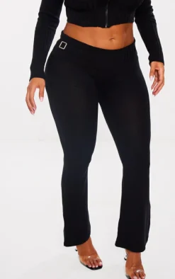 Shape Black Knit Foldover Flare Pants