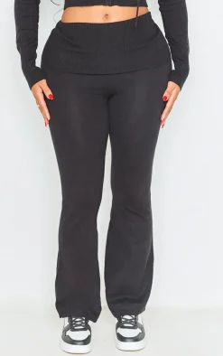 Shape Black Knit High Waist Foldover Waist Leggings