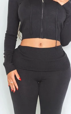 Shape Black Knit High Waist Foldover Waist Leggings