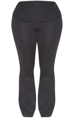 Shape Black Knit High Waist Foldover Waist Leggings