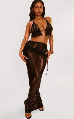 Shape Black Knit Ladder Detailed Halterneck Bralet