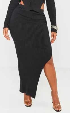 Shape Black Knit Split Side Midaxi Skirt