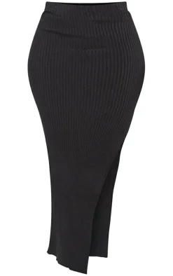 Shape Black Knit Split Side Midaxi Skirt