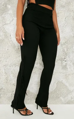 Shape Black Knit Tie Side Flared Pants