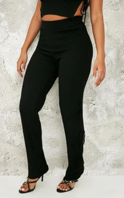 Shape Black Knit Tie Side Flared Pants