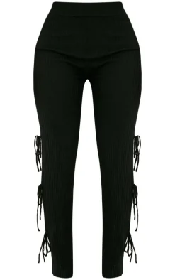 Shape Black Knit Tie Side Flared Pants