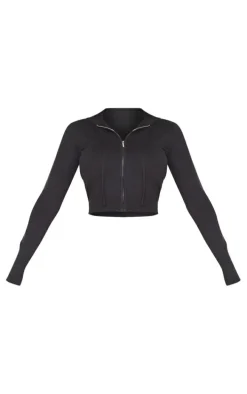 Shape Black Knit Zip Through Jacket