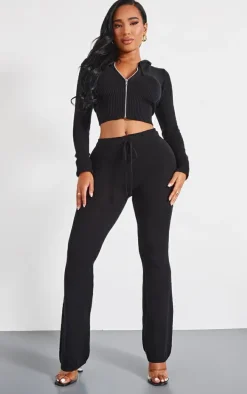 Shape Black Knitted Zip Through Jacket