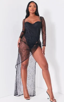 Shape Black Lace Corset Bodysuit Insert Dress