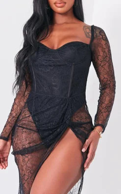 Shape Black Lace Corset Bodysuit Insert Dress