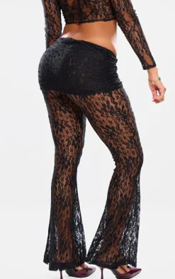 Shape Black Lace Flares With Ruched Skirt