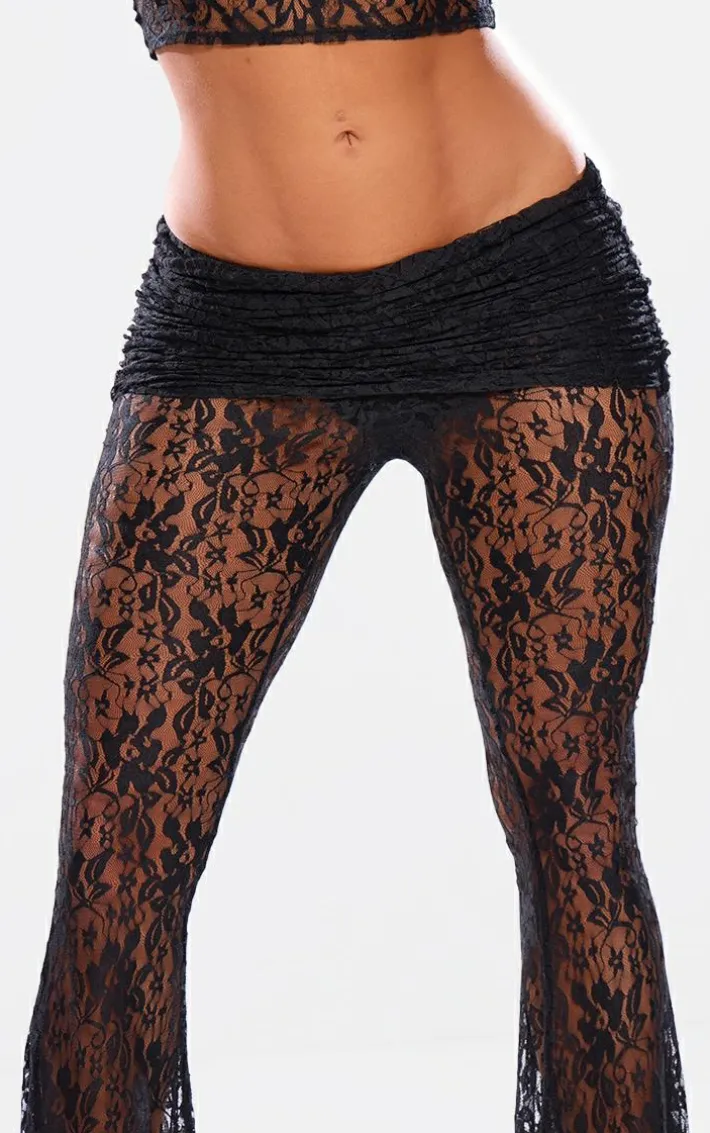 Shape Black Lace Flares With Ruched Skirt