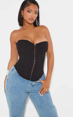 Shape Black Lace Up Back Woven Corset