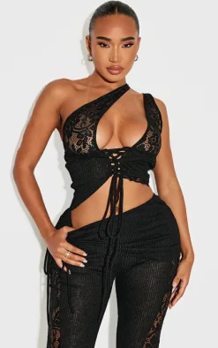 Shape Black Lace Up Bralet Top
