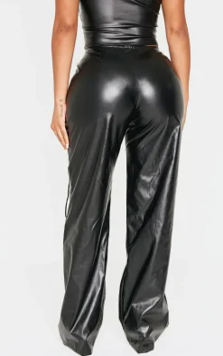 Shape Black Lace Up Faux Leather Pants