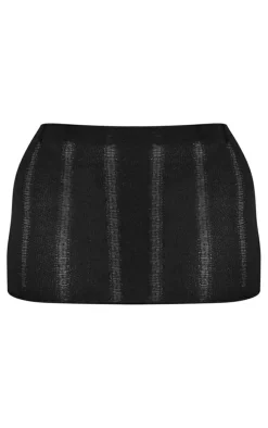 Shape Black Ladder Knit Micro Mini Skirt