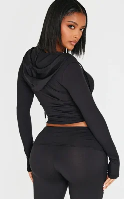 Shape Black Logo Zip Through Top