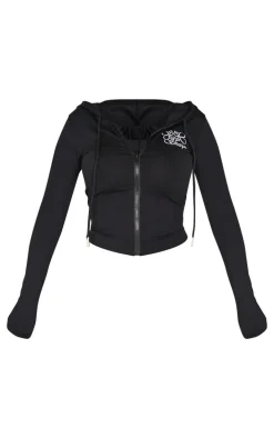 Shape Black Logo Zip Through Top