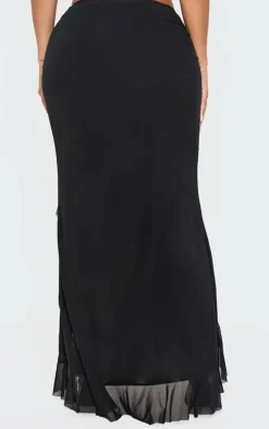 Shape Black Low Rise High Low Frill Maxi Skirt