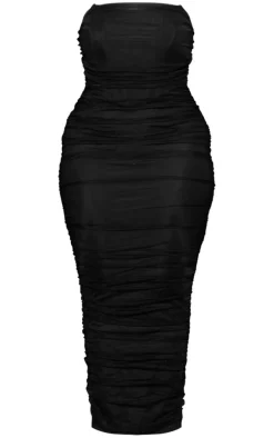 Shape Black Mesh Corset Bandeau Maxi Dress