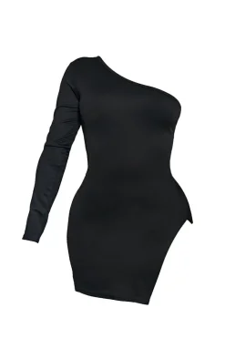 Shape Black One Shoulder Split Bodycon Dress