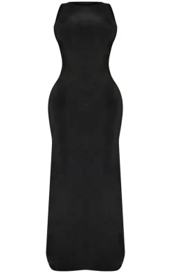 Shape Black Open Back Rushed Maxi Dress