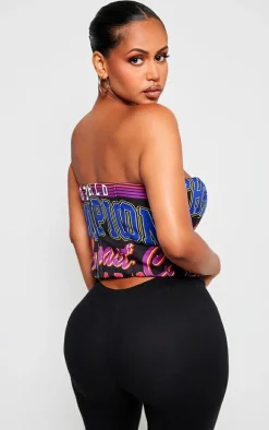 Shape Black Padded Logo Corset Top