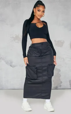 Shape Black Pocket Detail Cargo Midaxi Skirt