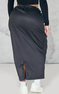 Shape Black Pocket Detail Cargo Midaxi Skirt