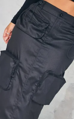 Shape Black Pocket Detail Cargo Midaxi Skirt