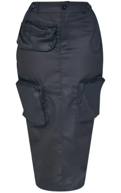 Shape Black Pocket Detail Cargo Midaxi Skirt
