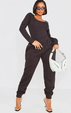 Shape Black Pocket High Waist Cuffed Sweatpants