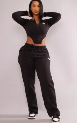 Shape Black Prettylittlething Zip Pocket Wide Leg Sweatpants