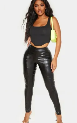 Shape Black PU Panelled Pants