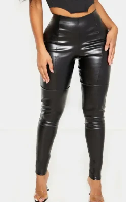 Shape Black PU Panelled Pants
