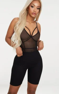 Shape Black Ribbed Biker Shorts