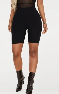 Shape Black Ribbed Biker Shorts