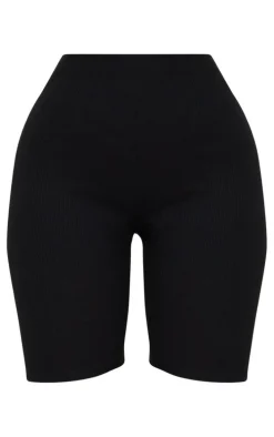 Shape Black Ribbed Biker Shorts