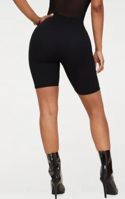 Shape Black Ribbed Biker Shorts