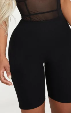 Shape Black Ribbed Biker Shorts