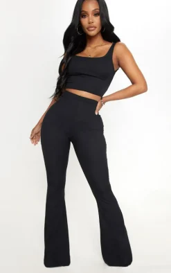 Shape Black Ribbed Flared Pants