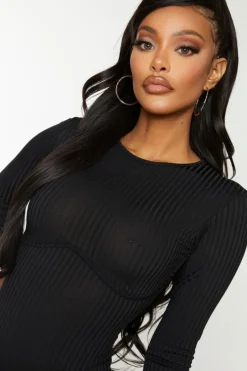 Shape Black Ribbed Underbust Detail Bodysuit