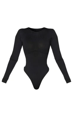 Shape Black Ribbed Underbust Detail Bodysuit