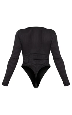Shape Black Ribbed Underbust Detail Bodysuit