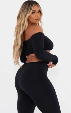 Shape Black Ring Detail Bardot Crop Top