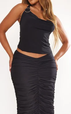 Shape Black Ruched Detail Midaxi Skirt