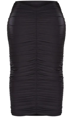 Shape Black Ruched Detail Midaxi Skirt