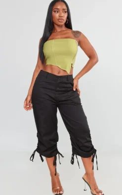 Shape Black Ruched Detail Capri Pants